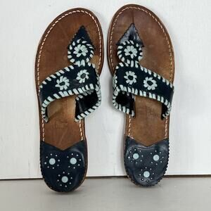 Stephen Bonanno Sandals Women's Size 8 Palm Beach Blue Leather Brogue Authentic